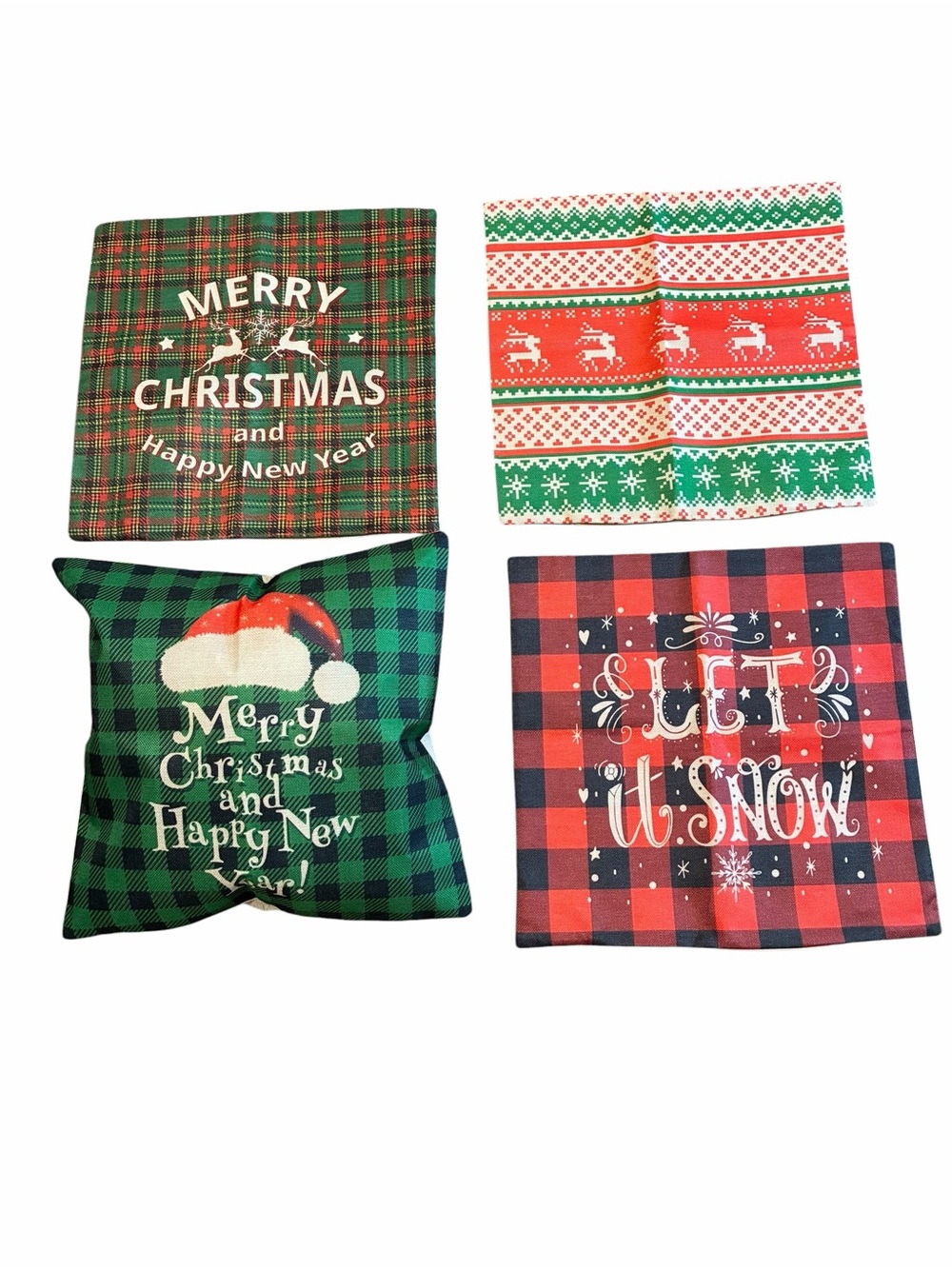 Outdoor 18” Christmas Holiday Plaid Decorative pillowcases - Green & Red